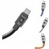 USB C Charging Cable Zinc Alloy Head USB Type C Cable Data Transmission 66W Fast Charging Male To Male Data Cable With Light For Laptop Smart Phone Tablet White