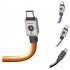USB C Charging Cable Zinc Alloy Head USB Type C Cable Data Transmission 66W Fast Charging Male To Male Data Cable With Light For Laptop Smart Phone Tablet White