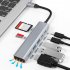 USB C Dock 7 In 1 USB C Hub Data Adapter Multiport Dongle 4K HD Port For Tablet Laptop PC Printer Flash Drive HD USB3 0x2 SD TF USBC PD 7in1