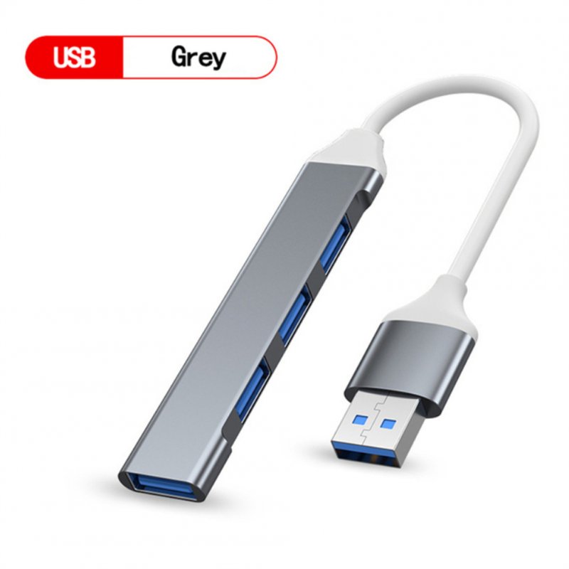 USB C Hub 4 Multi-Port USB Type-C Hub With USB2.0 USB3.0 OTG Function USB Splitter Adapter Compatible For Win7/8/10 USB gray