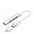 USB C Hub 4 Multi Port USB Type C Hub With USB2 0 USB3 0 OTG Function USB Splitter Adapter Compatible For Win7 8 10 type C gray