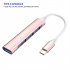 USB C Hub 4 Port USB Hub Slim Mini Data Adapter Multiport Dongle With Cable For Laptop PC Printer Flash Drive pink typeC