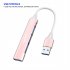 USB C Hub 4 Port USB Hub Slim Mini Data Adapter Multiport Dongle With Cable For Laptop PC Printer Flash Drive pink typeC