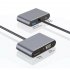 USB C To HD Multimedia Interface VGA Type C USB 3 0 HUB Adapter 4K 1080P USB C Digital Multiport Converter For Monitor Projector Phone Laptop Desktop grey