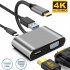 USB C To HD Multimedia Interface VGA Type C USB 3 0 HUB Adapter 4K 1080P USB C Digital Multiport Converter For Monitor Projector Phone Laptop Desktop grey