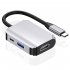 USB C To High Definition Multimedia Port Multiport Adapter Type C 3 In 1 Hub With USB 3 0 Port 4K Converter space gray