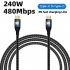 USB C To USB C Cable  480Mbps Data Transmission Cable  PD 240W 5A Super Fast Charging Cable  Type C Audio Video Data Cable For Laptops Tablets Smart Phones 1 5 