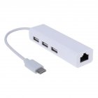 USB-C USB 3.1 Type C to USB RJ45 Ethernet Lan Adapter Hub Cable for Macbook PC Type-C port white