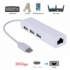 USB-C USB 3.1 Type C to USB RJ45 Ethernet Lan Adapter Hub Cable for Macbook PC white