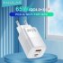 USB C Wall Charger Block 65W Dual Port Power Fast Type C Charging Block Adapter EU Plug