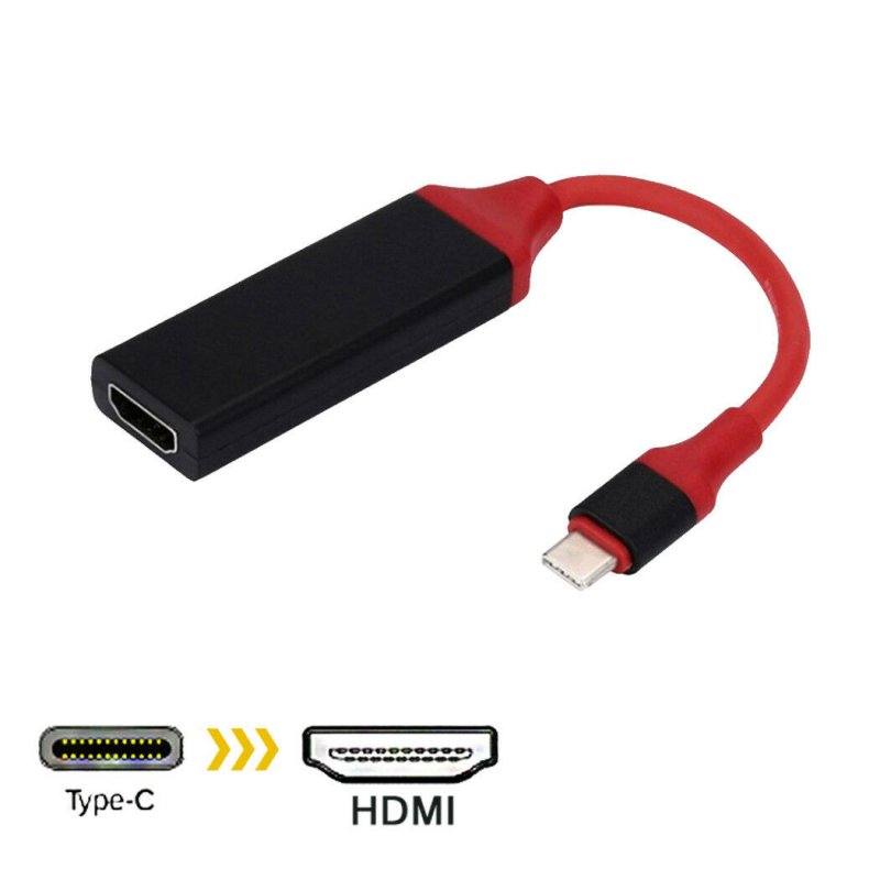 USB C to HDMI Adapter 4K 30Hz Type 3.1 Male Female Cable Converter for Mac Black red