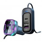 USB Car Charger 3 Ports Super Fast Charging Adapter MP3 Player Audio Transmitter With Colored Ambient Light black
