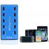 USB Charger 100W 10 Ports USB 20A Smart Phone Desktop Charging Station for 5V 2A for Samsung Xiaomi  blue Australian regulations