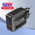 USB Charger Block Phone Charger One Port 68W USB 3 0 Power Adapter Smart Phone Wall Charger Block Cube white european gauge