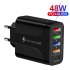 USB Charger Block Phone Charger 5 Ports 48W USB Power Adapter Smart Phone Wall Charger Block Cube Adapter Black UK plug