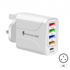 USB Charger Block Phone Charger 5 Ports 48W USB Power Adapter Smart Phone Wall Charger Block Cube Adapter white UK plug