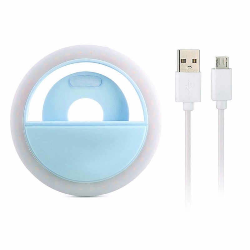 USB Charging LED Self-timer Selfie Ring Light Auxiliary Lighting for Mobile Phone blue