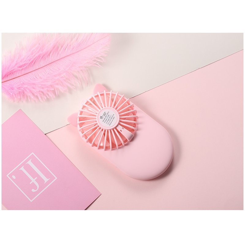 USB Charging Mini Handy Fan Desktop Rechargeable Air Cooler with Antler Decor Pink_individual package