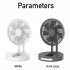 USB Desk Fan  5 Speeds Strong Air  LED Battery Level Display  Portable Fan With Night Light  Quiet Operation And Double 120   Rotate Table Fan dark gray