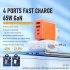 USB Fast Wall Charger Block 4 Interface Pd Power Adapter Fast Charging Plug Box Brick Cube EU Plug Orange