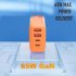 USB Fast Wall Charger Block 4 Interface Pd Power Adapter Fast Charging Plug Box Brick Cube EU Plug Orange