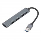 USB Hub USB Extension Multiport Adapter Splitter 1 USB 3.0 2 USB 2.0 With TF SD Card Reader For Laptop Desktop PC grey