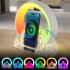 USB Night Light with Clock Alarm Function 15W Wireless Fast Charging Touch Control Colorful Light Work with Alexa Black