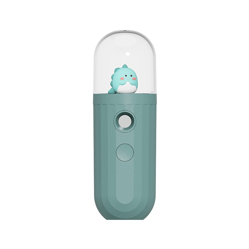 USB Rechargable Air Humidifier Handheld Portable Steamed Face Mist Spray for Home Little dinosaur (green)