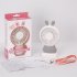 USB Rechargeable Handheld Cute Mini Fan with Colorful Light for Student pink