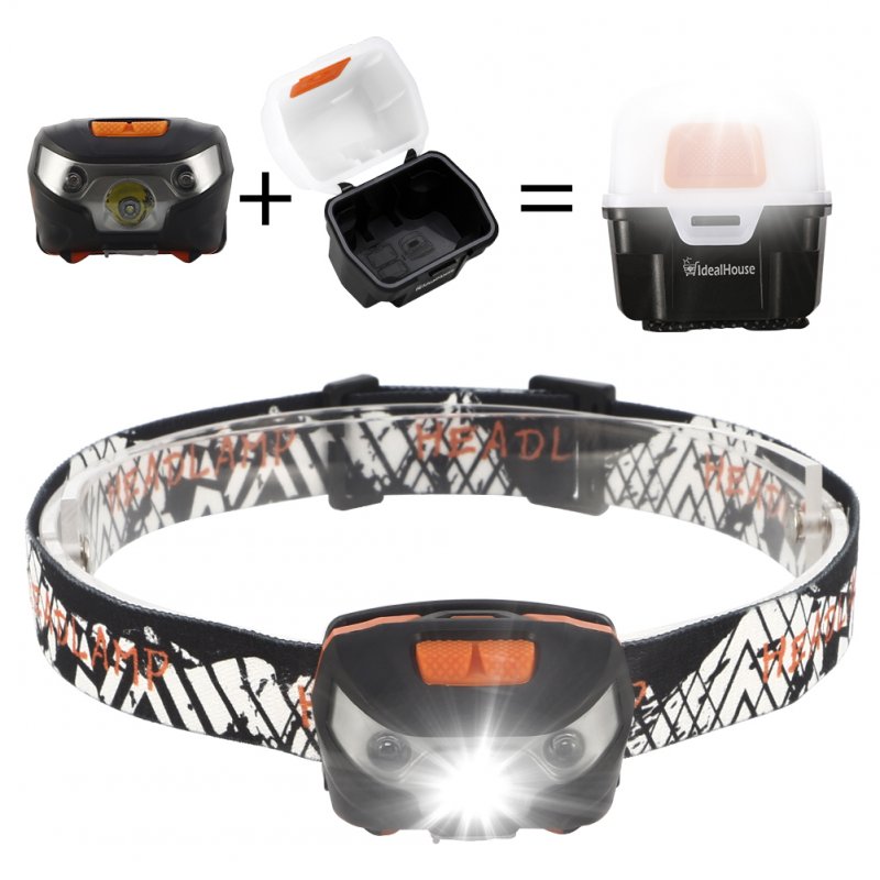 USB Rechargeable Headlamp, Waterproof Magnetic Headlamp with Five Light Modes, Ideal for Running, Walking, Camping, Reading, Hiking etc (USB Cable and Light Box Included)