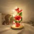 USB Simulate Rose with Glass Shade Table Top LED Night Light for Valentine Decor Beige base