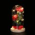 USB Simulate Rose with Glass Shade Table Top LED Night Light for Valentine Decor Beige base