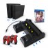 USB Vertical Chargers Stand with Cooling Fan Dual Controllers Charging Station for PS4 Slim Pro black