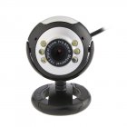 USB Video Web Camera Six Lights Night Vision Camera Computer Webcam With Mic For Pc Laptop Camera black