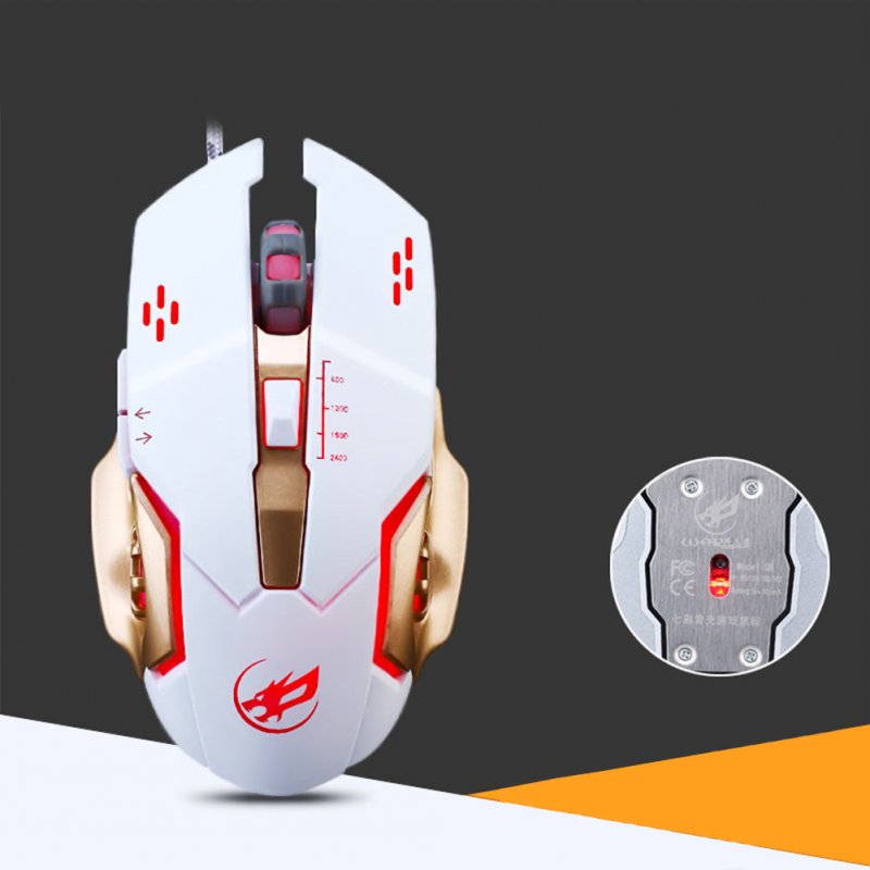 USB Wired Optical Mechanical Mouse Ergonomics Sensitive Gaming Mouse metal bottom white