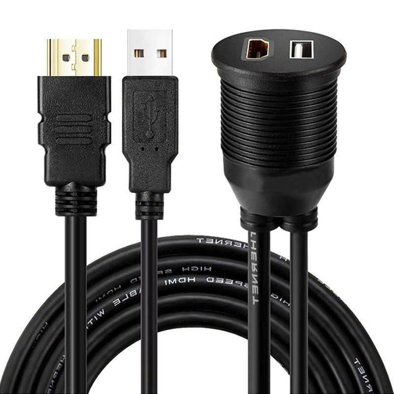 USB2.0 and HDMI Extension Cable USB HDMI Male to USB HDMI Female for USB HDMI Device Panel Flush Mount Cable