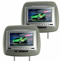 7 Inch LCD Car Headrest DVD Player + FM Transmitter -Pair -Grey