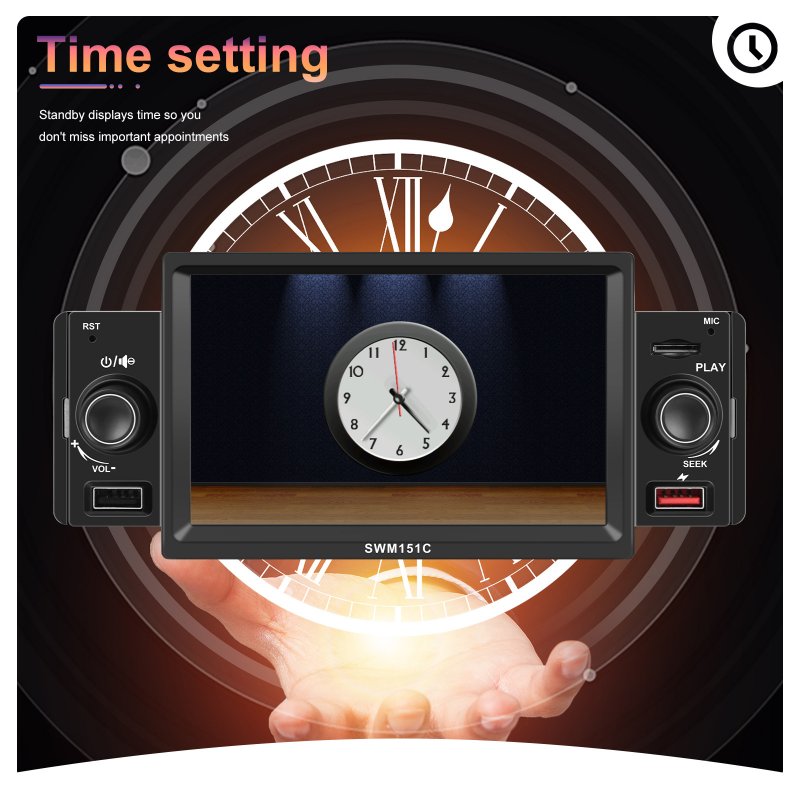5-Inch 1 Din Car Radio Bluetooth Call Music Playback Mp5 Player Mirror Link for Carplay 