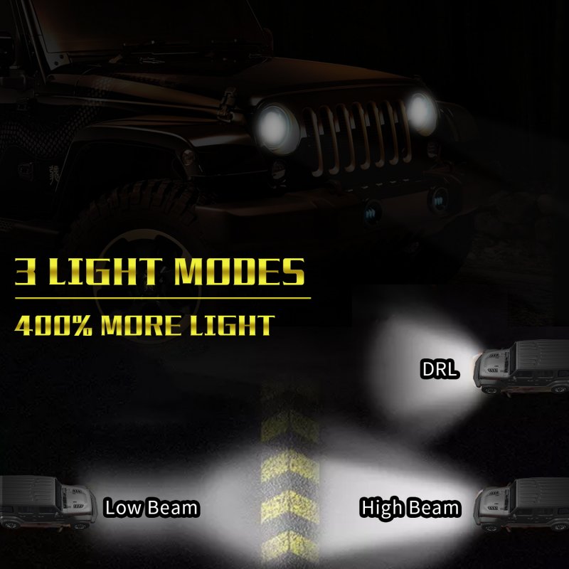 High Power H4/H13 7 Inch 300w Round LED Headlights Turn Signal Light White DRL white_6500K