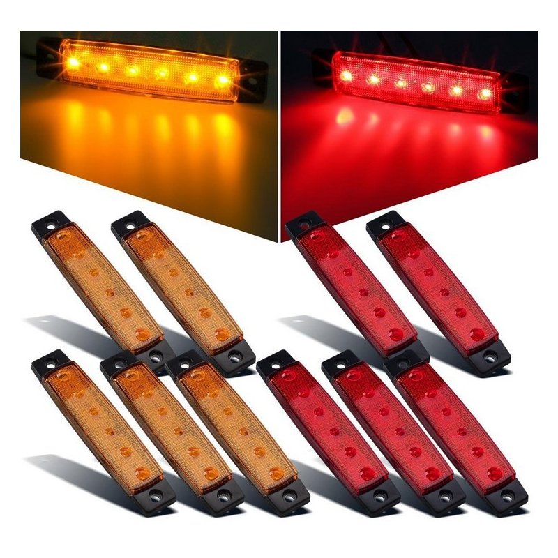 High Power 6 LED 12V Side Indicator Light Marker Lamp for Truck BUS Trailer 5 Colors for Choice 
