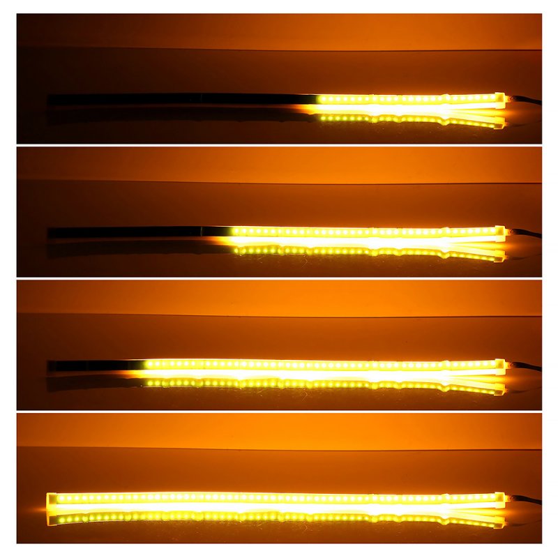 Ultrafine Cars LED Daytime Running Lights White Turn Signal Yellow Guide Strip for Headlight 