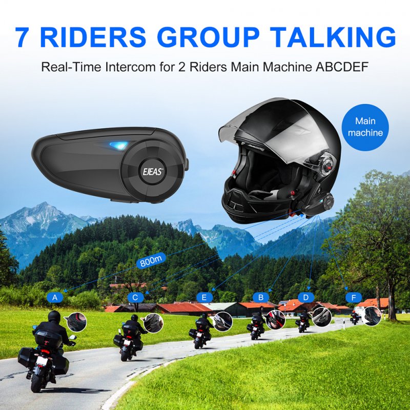 Q7 Bluetooth Motorcycle Helmet Headset 800 Meters 7 Riders Wireless Noise Reduction Intercom 