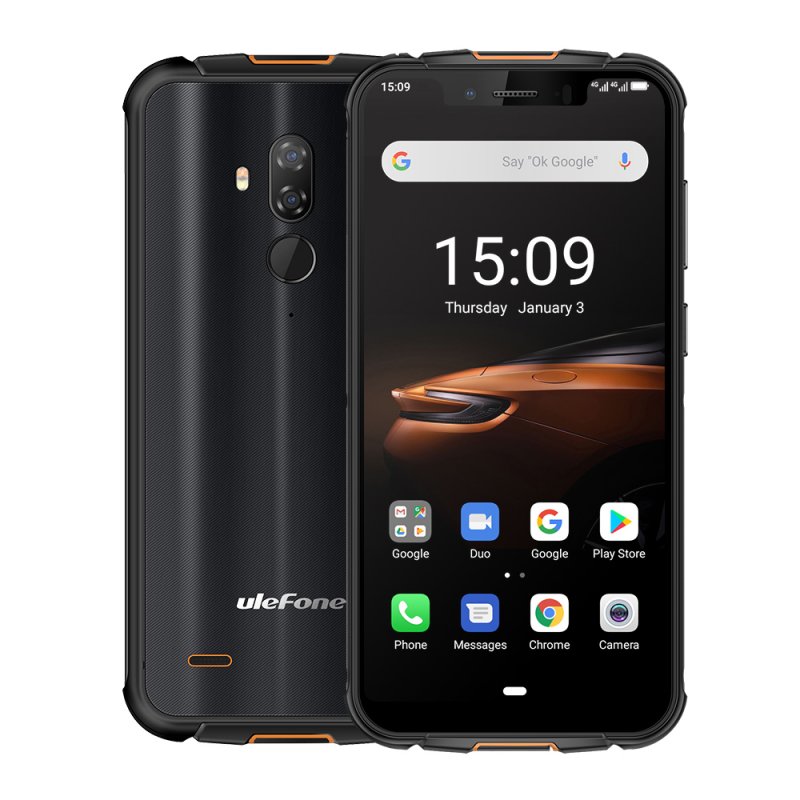 Ulefone Armor 5S Waterproof IP68 NFC Rugged Mobile Phone MT6763 Otca-core Android 9.0 4GB+64GB wireless charge 4G LTE Smartphone black_Non-European