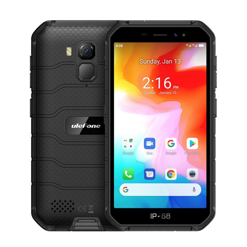 Original ULEFONE Armor X7 5.0-inch Android10 Rugged Waterproof Smartphone Cell Phone 2GB 16GB ip68 Quad-core NFC 4G LTE Mobile Phone black_Non-European version