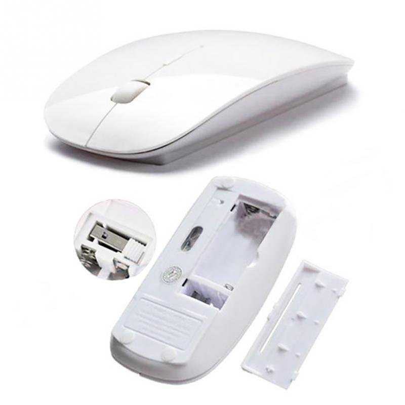 Ultra Thin 2.4G Optical Wireless Mouse USB Receiver Air Mouse for Laptop Notebook white