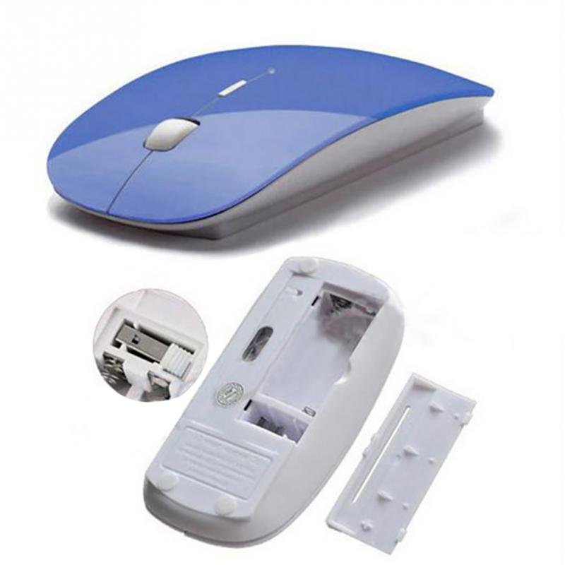 Ultra Thin 2.4G Optical Wireless Mouse USB Receiver Air Mouse for Laptop Notebook blue
