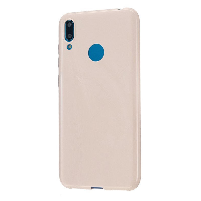 For HUAWEI Y6/Y7 Prime 2019 Glossy TPU Phone Case Mobile Phone Soft Cover Full Body Protection Sakura pink
