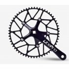 Ultralight LP Positive And Negative Teeth 52 54 56 58T Single Disc 130BCD Crank Bicycle Sprocket Black crank  50T disc   set Special size