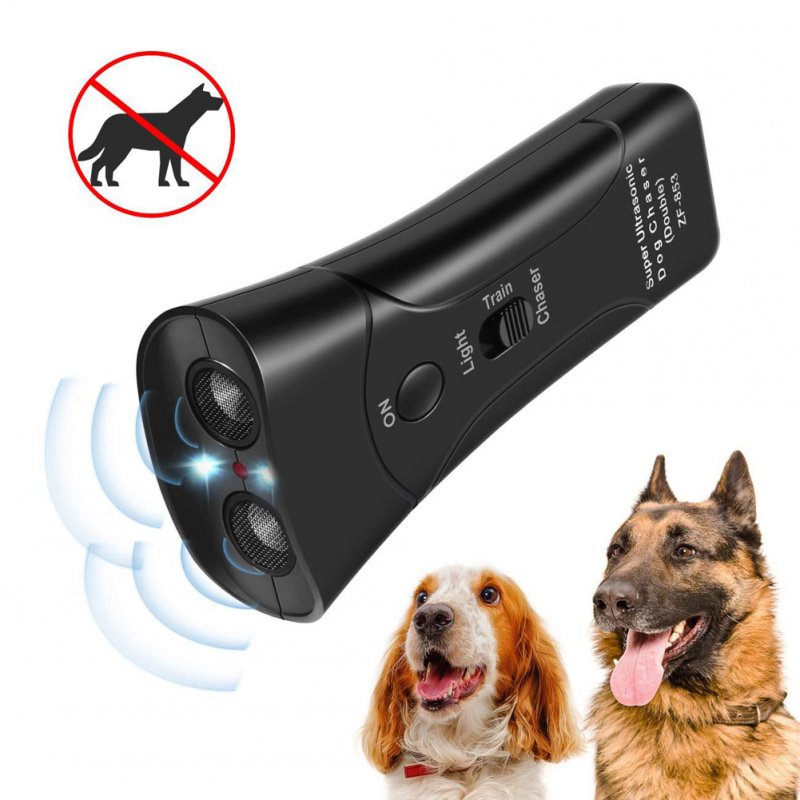Ultrasonic Double-headed Dog Repeller Anti Barking Device Dog Taining Repeller black