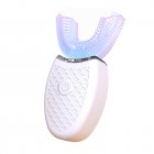 Ultrasonic Toothbrush  LED Light Waterproof U Shaped Brush Head Protects Gums  360   Oral Cleaning Ordinary White